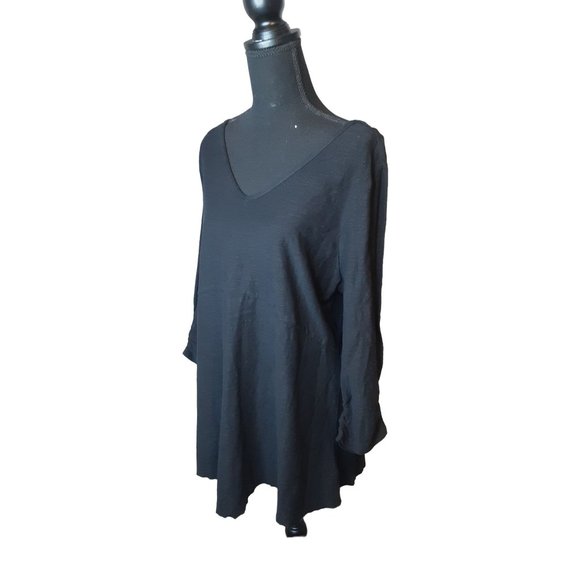 NWOT Style & Co Cotton/ Linen Blend Black Tunic Pullover V Neck Top Size L - Picture 4 of 11